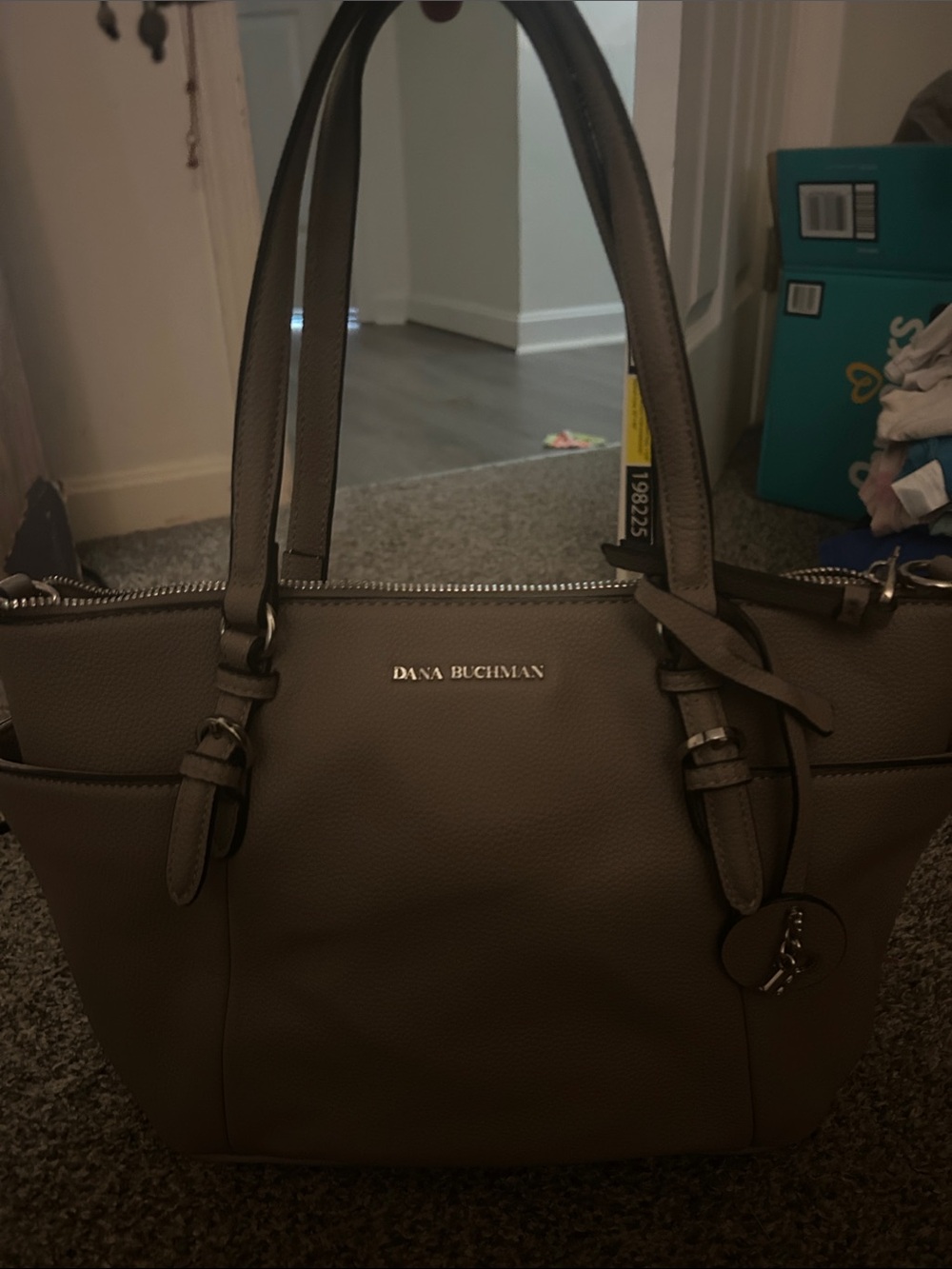 Dana Buchman Taupe Pebbled Leather Tote